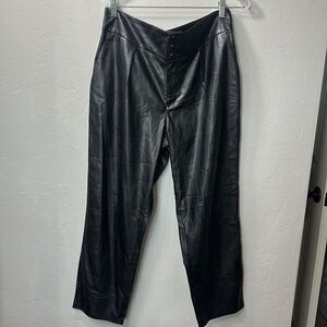 Paige black faux leather three button pants size 10.